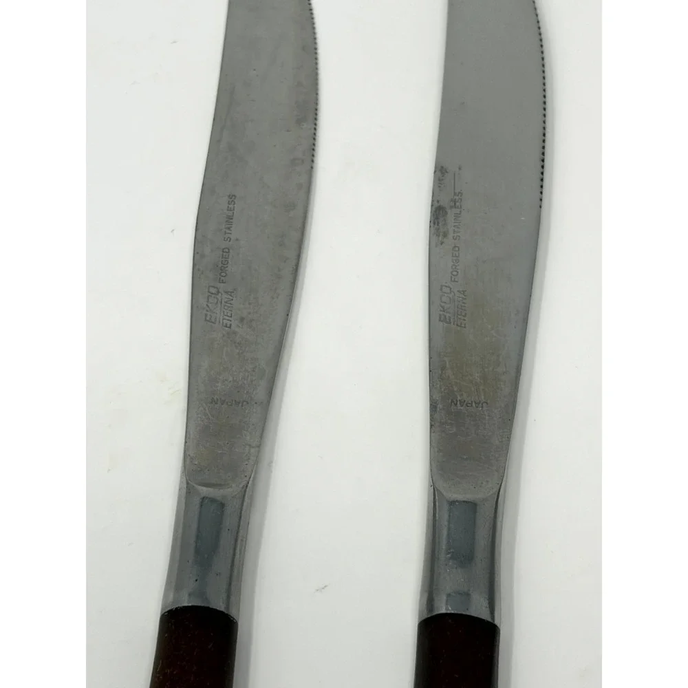 Vintage Ekco Eterna & Epic Knives Set of 4 Wood Handle Japan MCM Flatware
